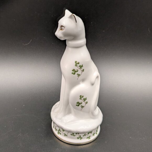 Vintage Royal Tara "Trailing Shamrocks" Bone China Cat Figurine - Galway Ireland - Picture 2 of 7
